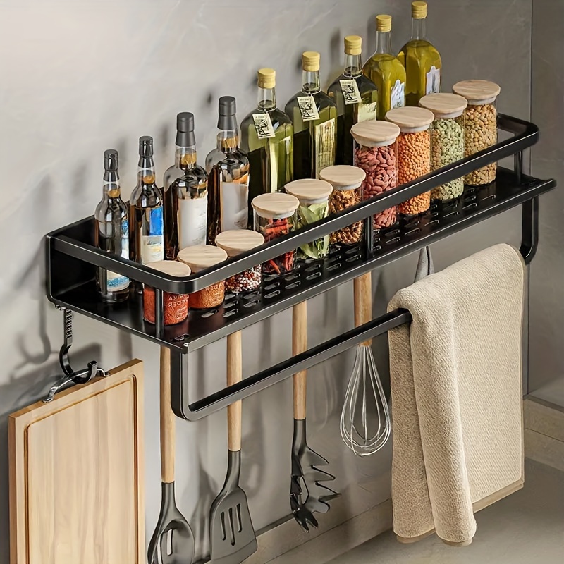 Spice Rack Organizer, Wall Mounted Hanging Seasoning Spice Organizer Rack,  Spice Rack Storage For Cabinet, Wall Mounted Spice Rack Organizer With  Hooks For Kitchen Bathroom - Temu