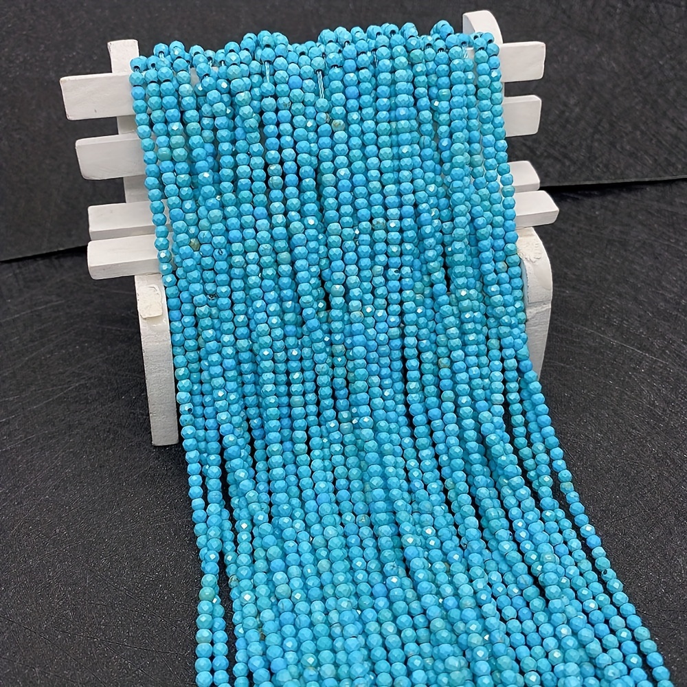 1 Strand Natural Stone Faceted Blue Turquoise Small Beads - Temu