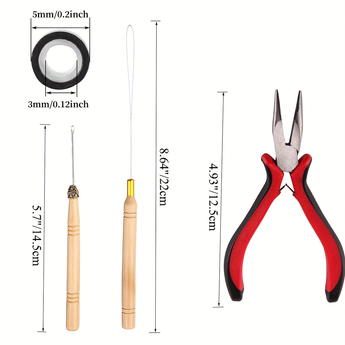Hair Extension Tool Set With Pliers Hook Needle And Silicone - Temu