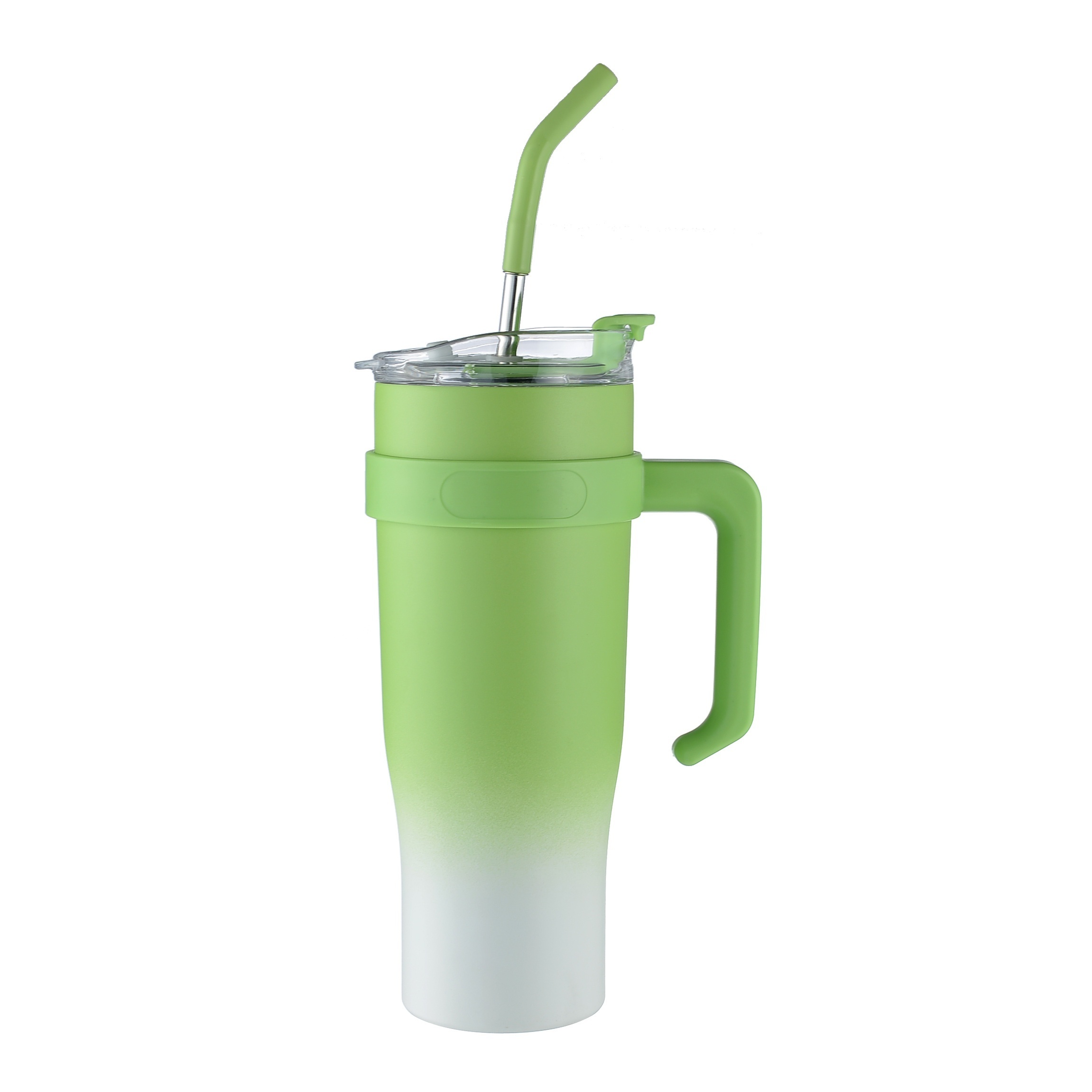 1pc 40oz Stainless Steel Car Cup With Straw, Handle, Double Layer