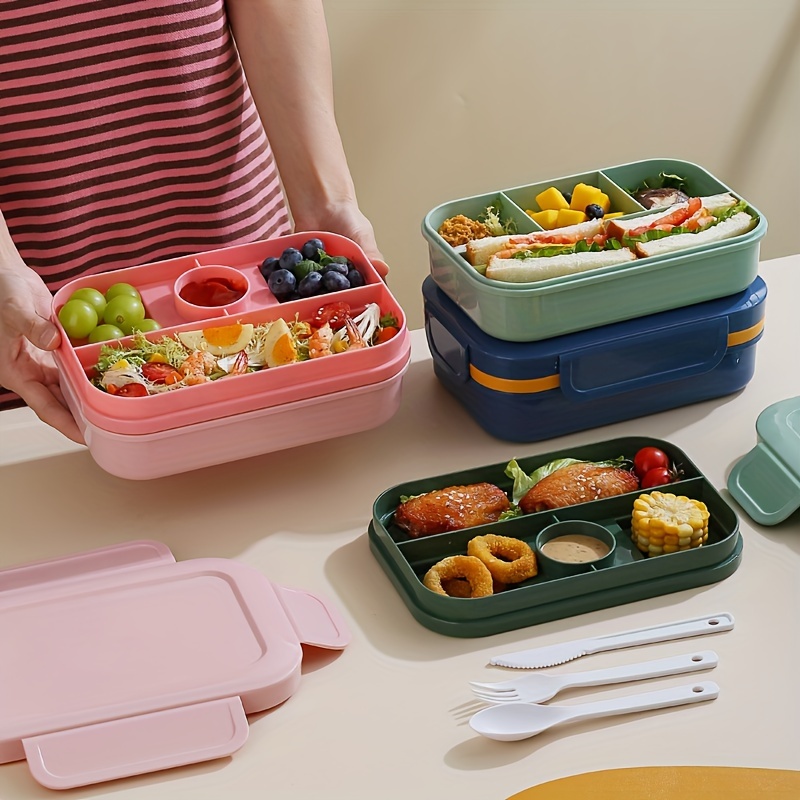Portable Lunch Box Microwave Cute Cartoon Lunch Containers Adult Kids 4  Compartment Food Storage Sealed Salad Picnic LunchBox