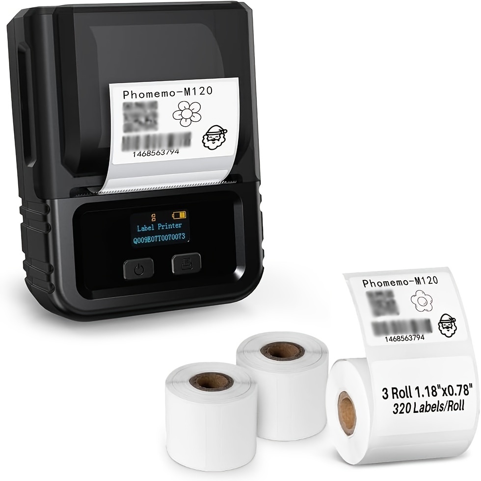 Phomemo M200 Imprimante d'étiquettes Bluetooth portable avec 3 rouleaux  d'étiquettes-Imprimante d'étiquettes thermiques,Pour la vente au détail, le