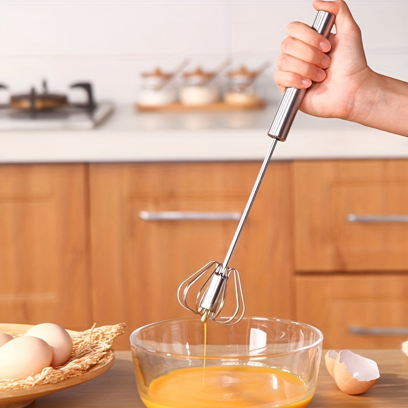 Semi-Automatic Egg Whisk Hand Push Egg Beater Stainless Stee