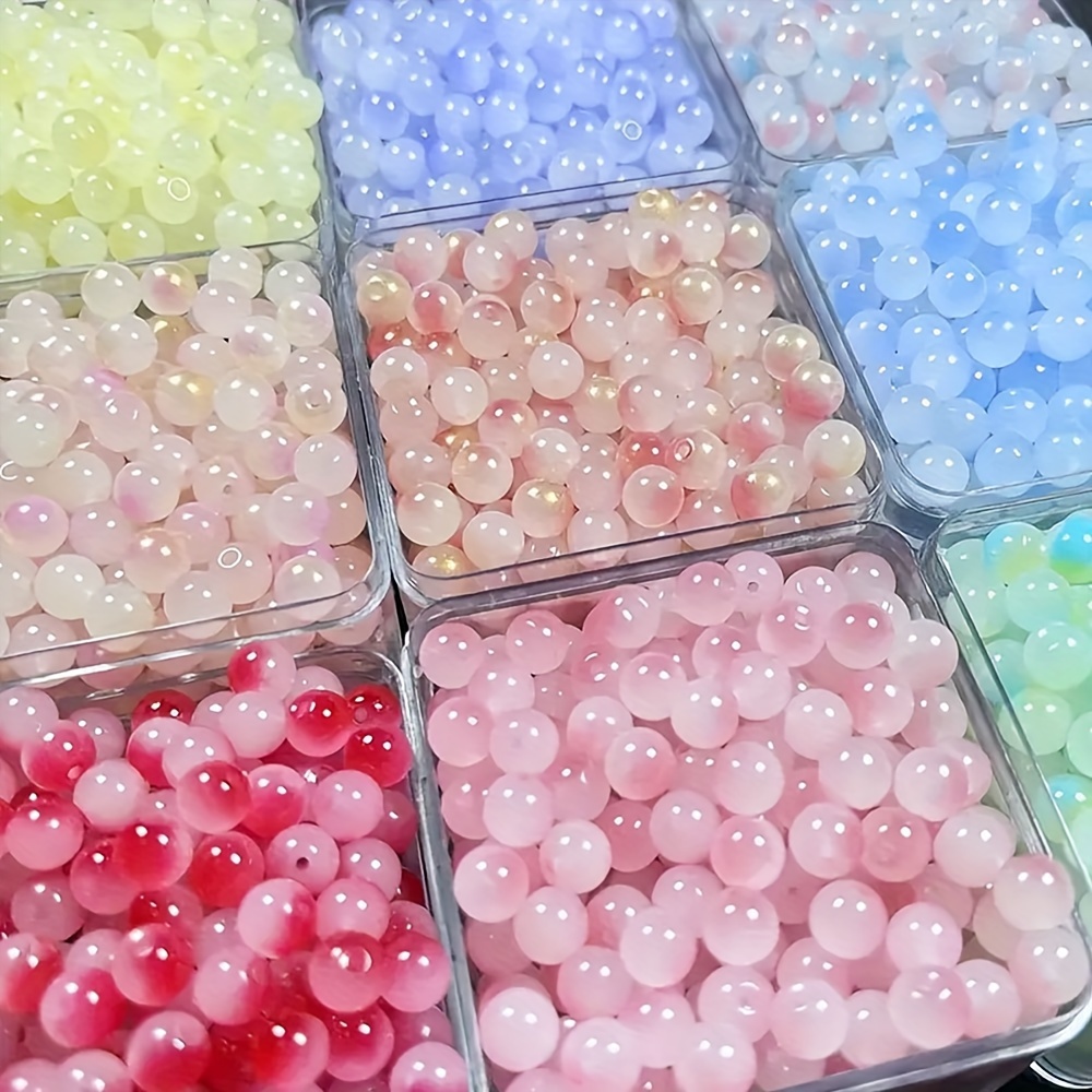 

50/100/300/600pcs 8mm Beautiful Multicolor Glass Round Loose Beads For Jewelry Making Handmade Diy Elegant Fashion Bracelet Necklace Phone Chain Crafts Small Business Supplies