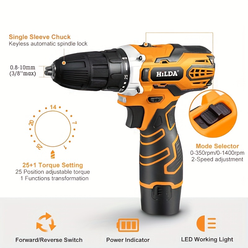 Cordless 21v Electric Drill Rechargeable Electric Drill One - Temu