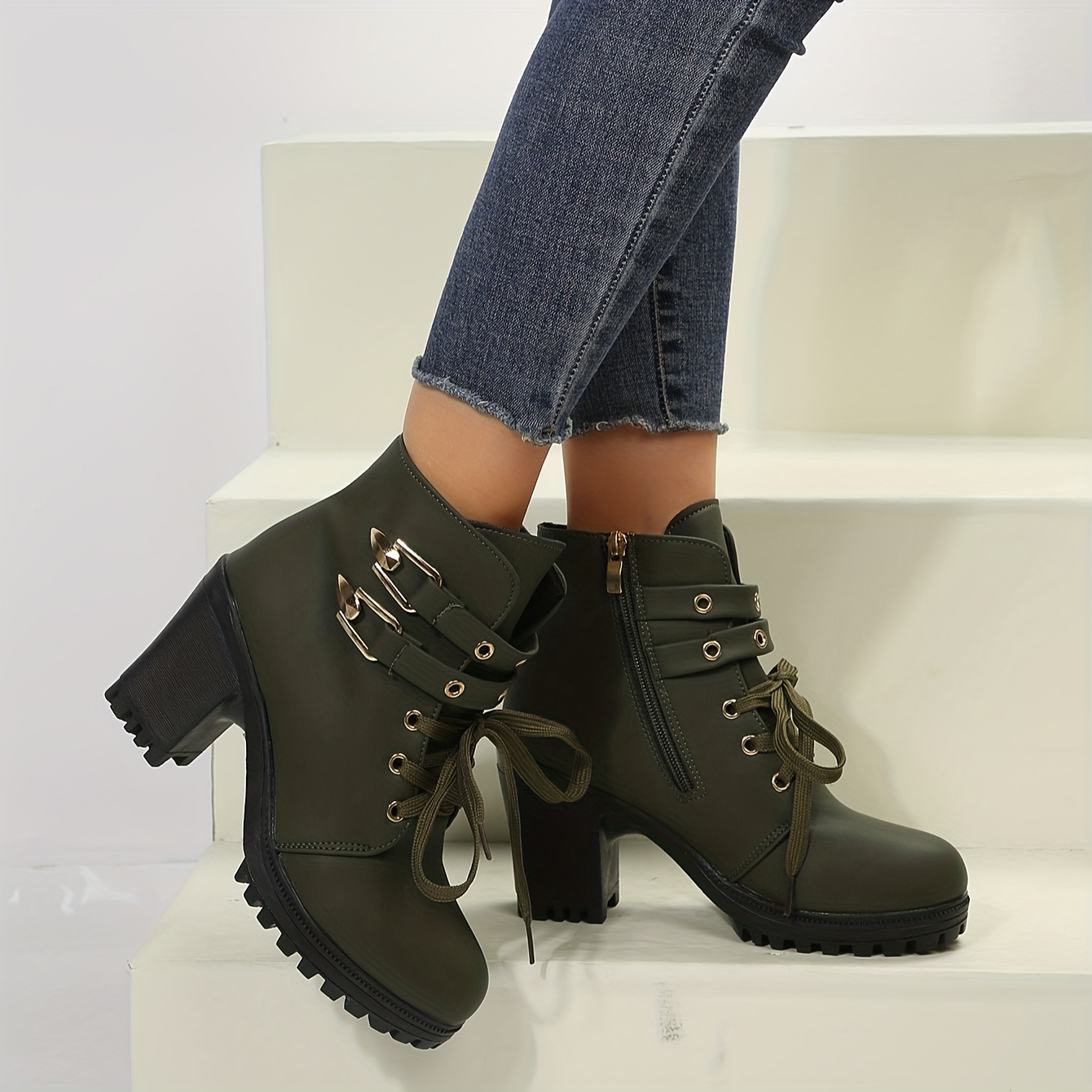 Forever Women Chunky Lug Sole Lace up Ankle Boot w