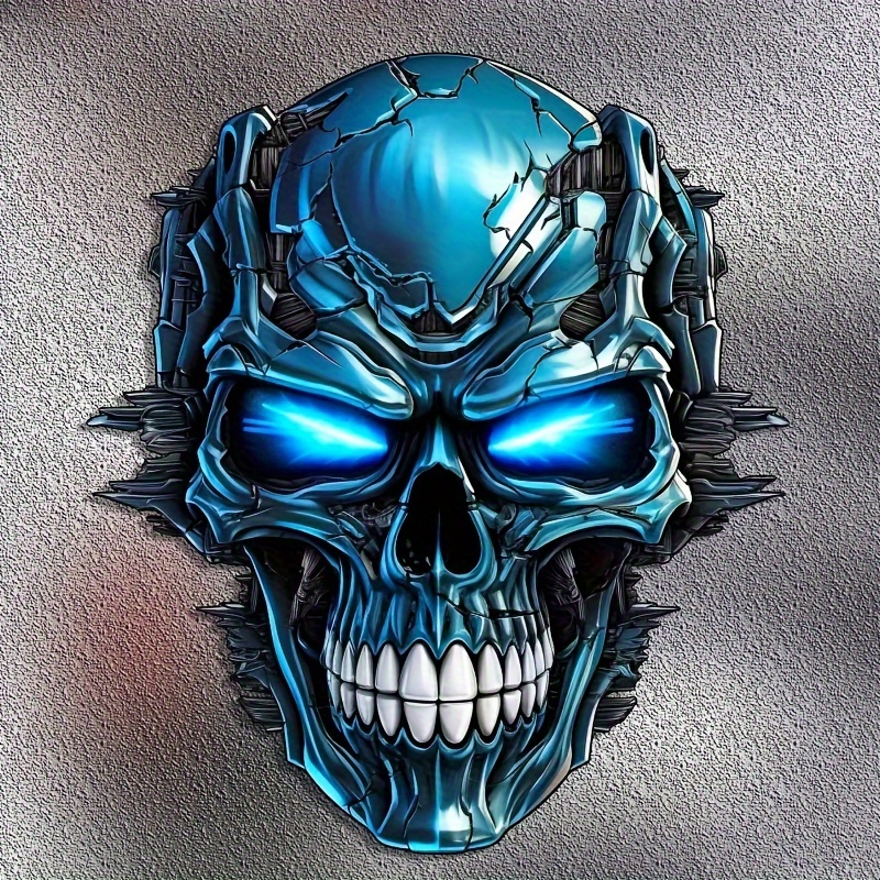 KIMI-HOSI 3D Metal Skull Autocollant de Voiture Skull Autocollant