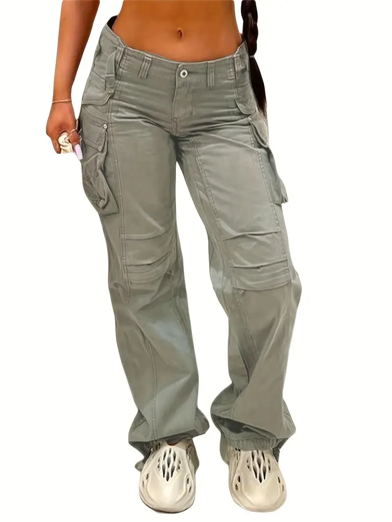 Loose Straight Cargo Pants Casual Y2k Pocket High Waist - Temu New Zealand