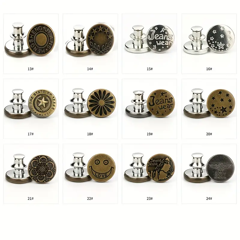 Button pins for Jeans, No Sew and No Tools Instant Jean Button