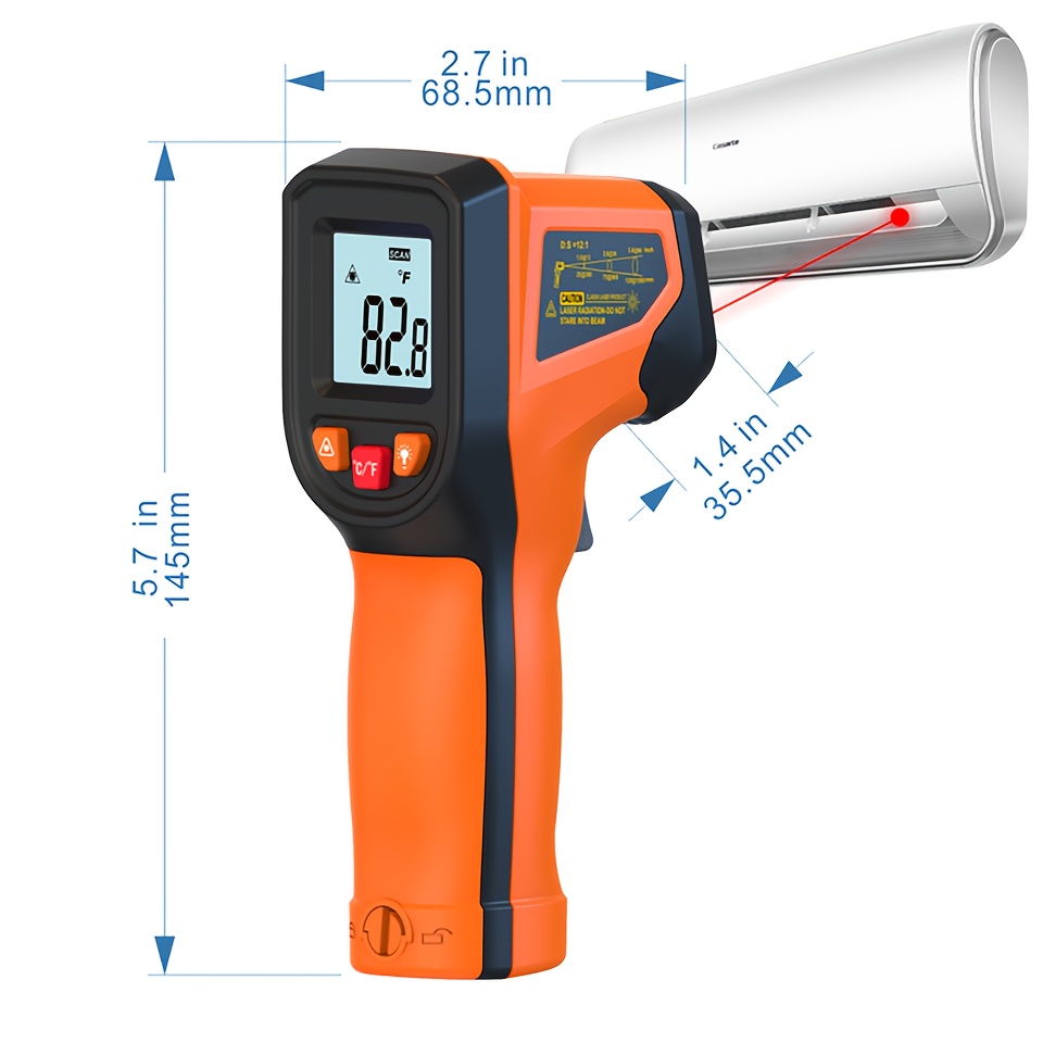 Infrared Thermometer Gun, Handheld Heat Temperature Gun Non-contact For  Industrial, Cooking Tester, Pizza Oven, Automotive, Hvac, Grill& Engine -  Laser Surface Temp Reader -50°c ~ 400°c- Not For Humans - Temu United