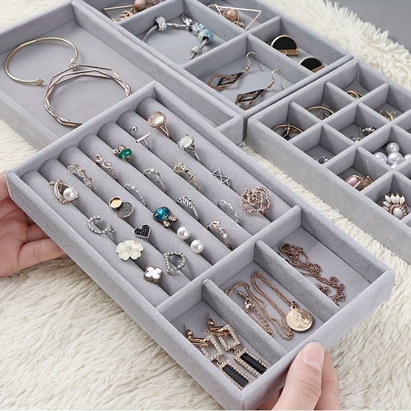 Jewelry Organizer Velvet Display Box DIY Jewelry Storage Tray Earring  Bracelets Necklace Pendant Storage Box Organizer Case - AliExpress