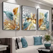 Frameless Modern Golden Butterfly Leaves Wall Art Canvas Painting Art ...