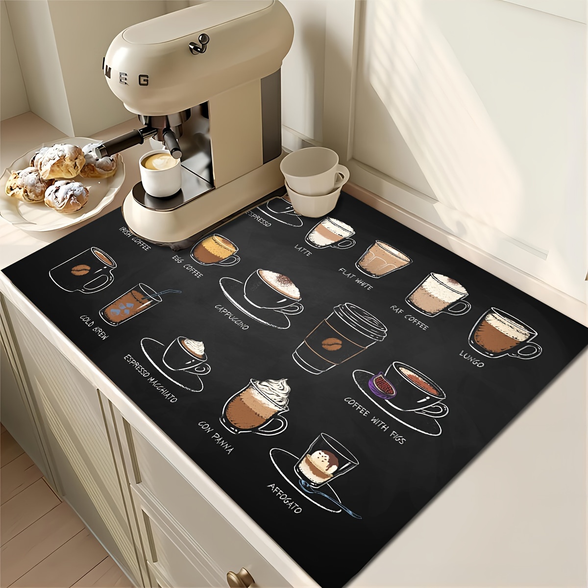 Retro Coffee Maker Mat Kitchen Counter Protector Rubber Absorbent  Dishwashing Pads Coffee Bar Accessories Kitchen Placemats, Kitchen Counters  And Perfect Accessories For Coffee Machines Halloween Christmas Home Decor  Room Decor - Temu