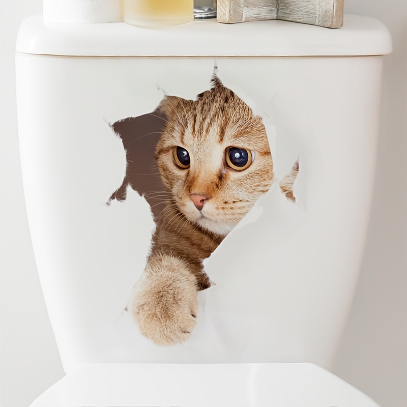 Cartoon Cat Toilet Sticker Bathroom Toilet Beauty Decoration - Temu