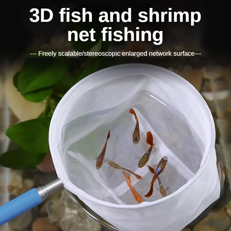 1pc 3d Fish Fishing Net, Retractable Fish Tank Stainless Steel Small  Fishing Net, Shrimp Copy Net Pocket, Aquarium Fish Net