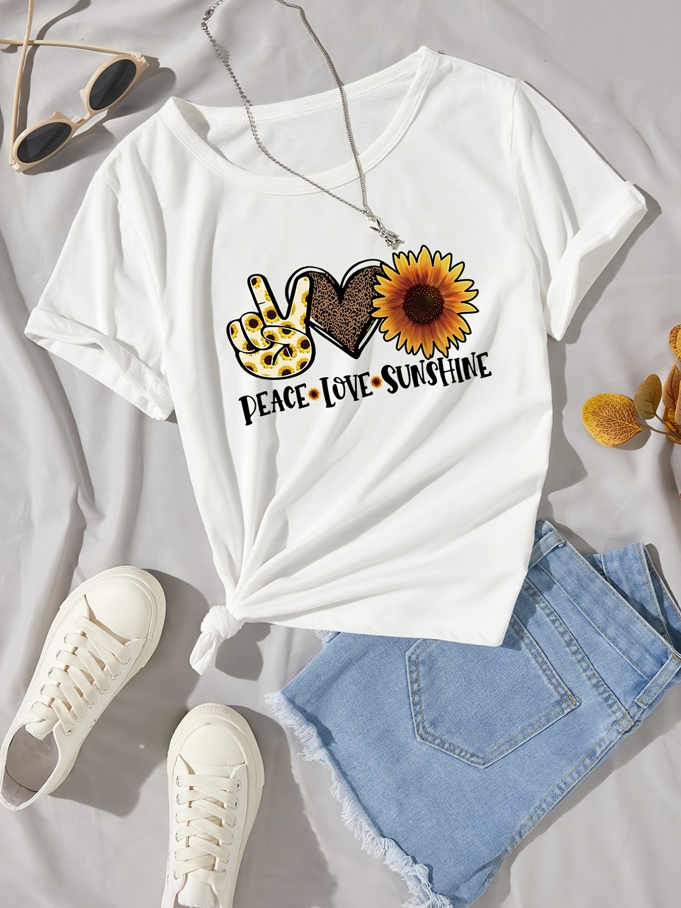 T-SHIRT PEACE AN LOVE LEOPARD