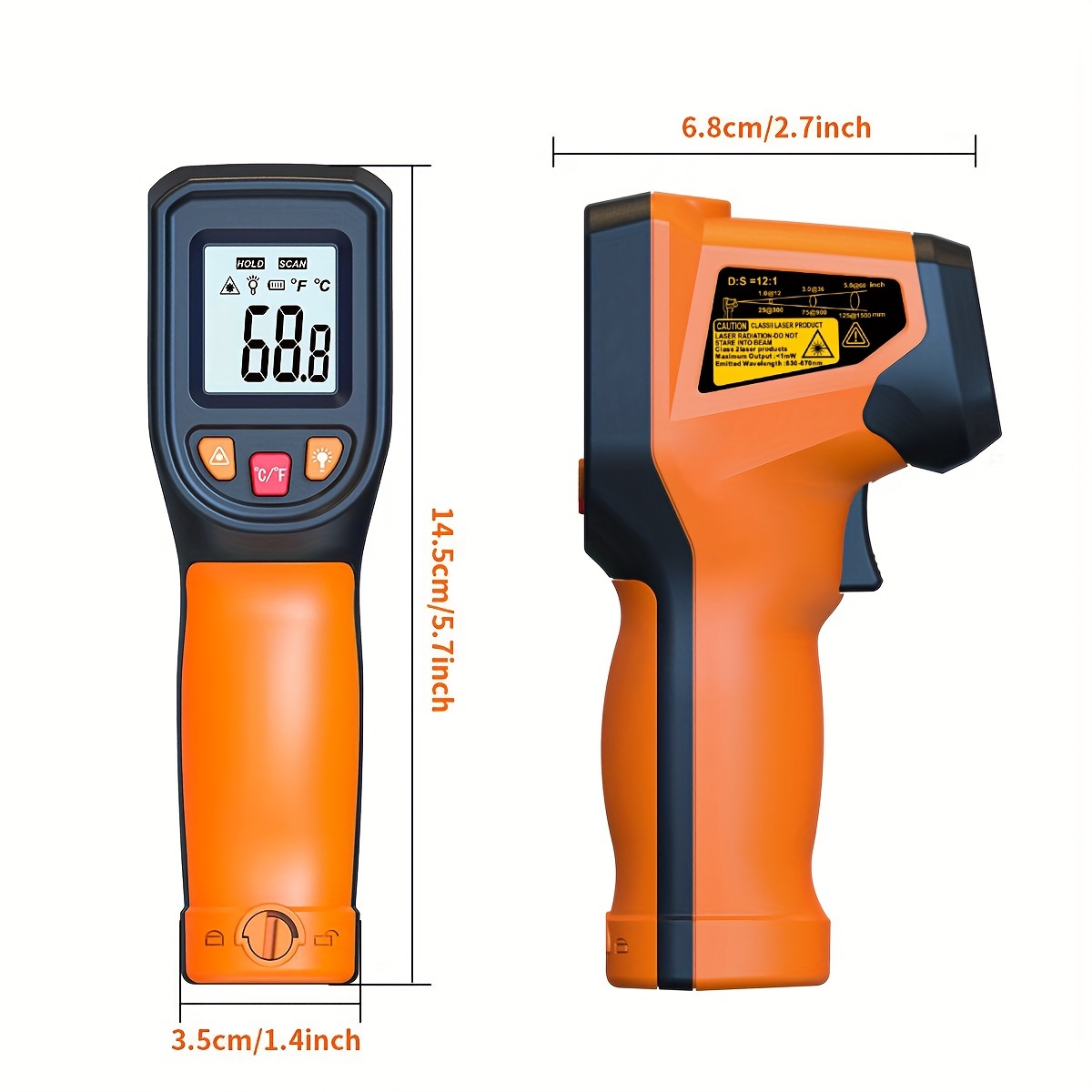 Infrared Thermometer Gun, Handheld Heat Temperature Gun Non-contact For  Industrial, Cooking Tester, Pizza Oven, Automotive, Hvac, Grill& Engine -  Laser Surface Temp Reader -50°c ~ 400°c- Not For Humans - Temu