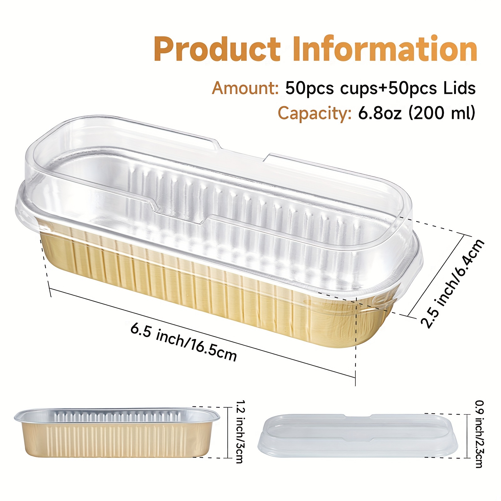 7 oz Rectangle Coffee Aluminum Baking Loaf Pan - with Plastic