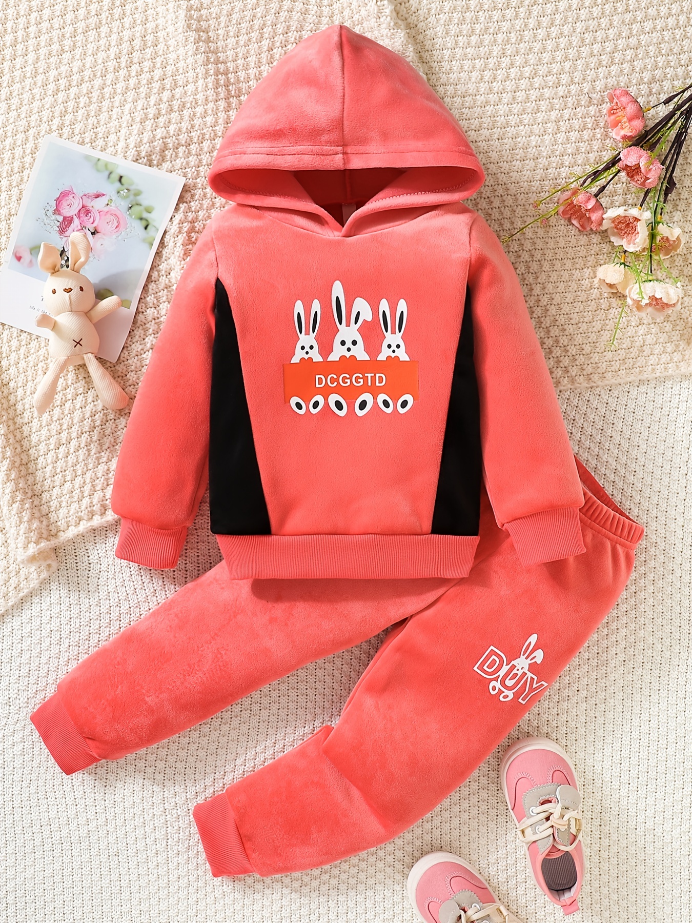 Girl's Letter Print Outfit, Jacquard Hoodie & Sweatpants Set, Casual Long  Sleeve Top, Toddler Kid's Clothes For Spring Fall Winter - Temu