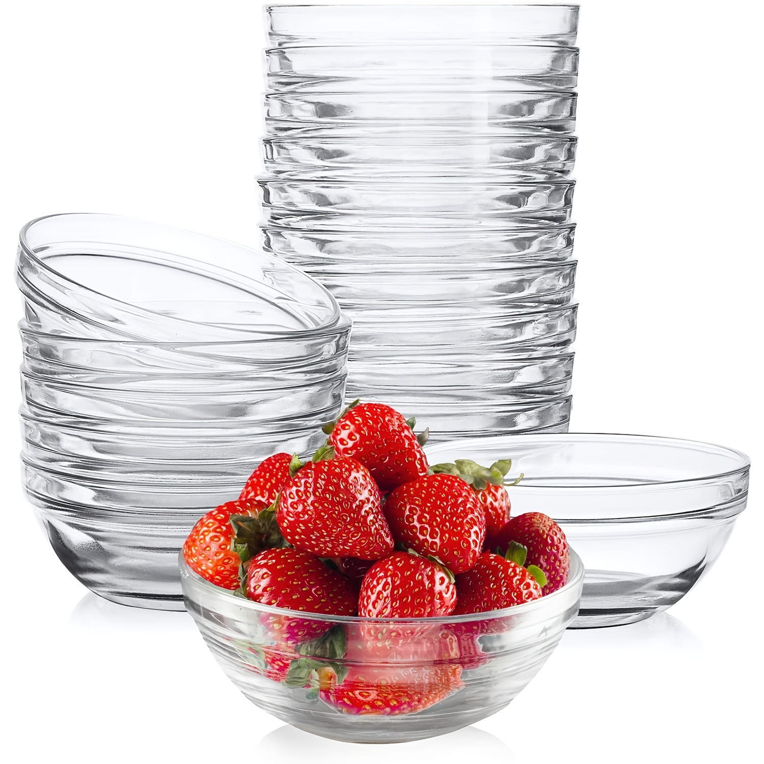 Nordic Small Glass Bowl Heat Resistant Clear Food Containers with Lid Fruit  Dessert Snack Plate Stackabe Round Salad Bowls