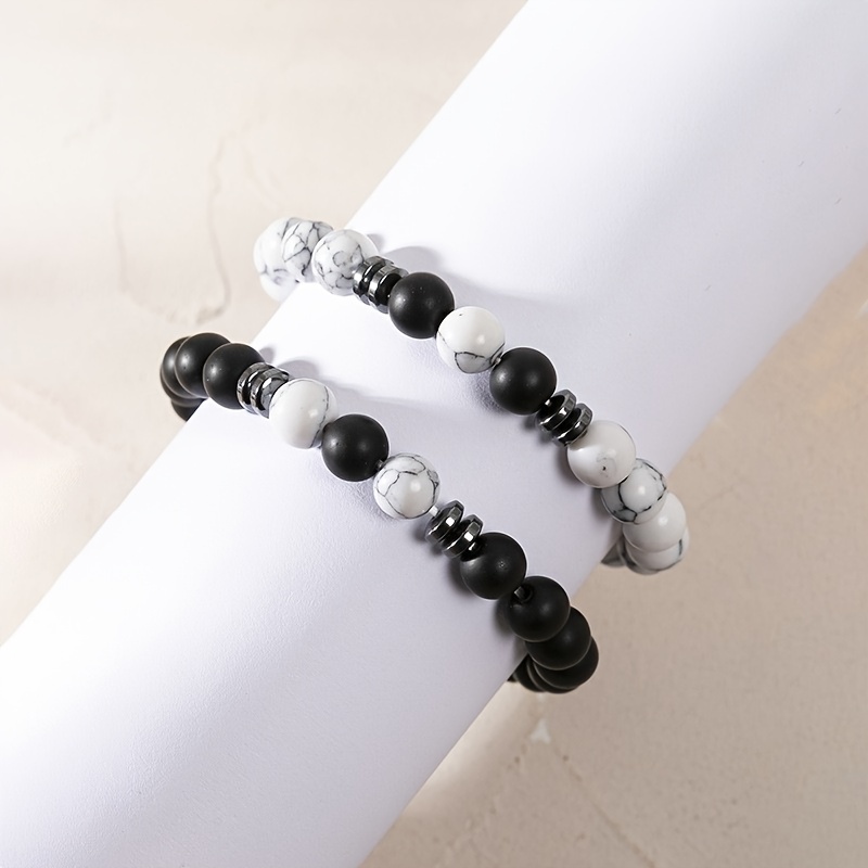 Real black pearl stretch bracelet for men