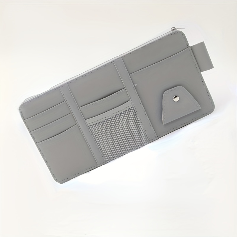 CGEAMDY Auto-Sonnenblende-Organizer, Reißverschlusstasche aus Leder für  Karten, Führerschein, Stifte, Brillen, Dokumente, Autozubehör (Schwarz)