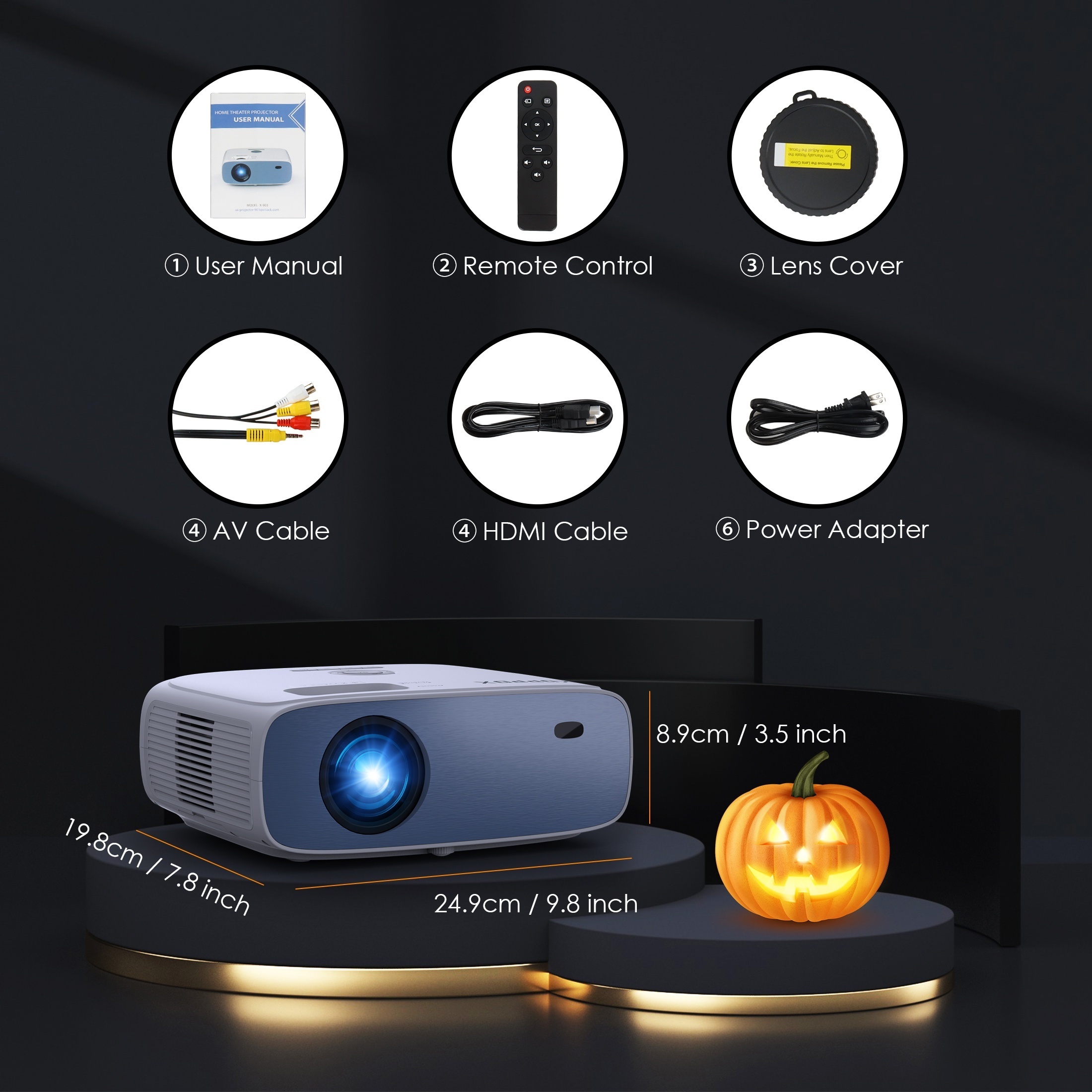 Projecteur Wifi Bluetooth, mini projecteur portable 1080P Full HD,  vidéoprojecteur extérieur sans fil pour smartphone TV Stick Android iOS