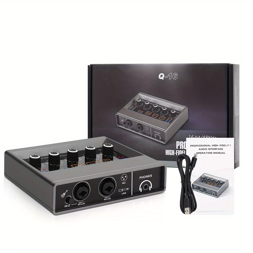 Q16 2 Canal Interface Audio Portable Professionnel Carte Son