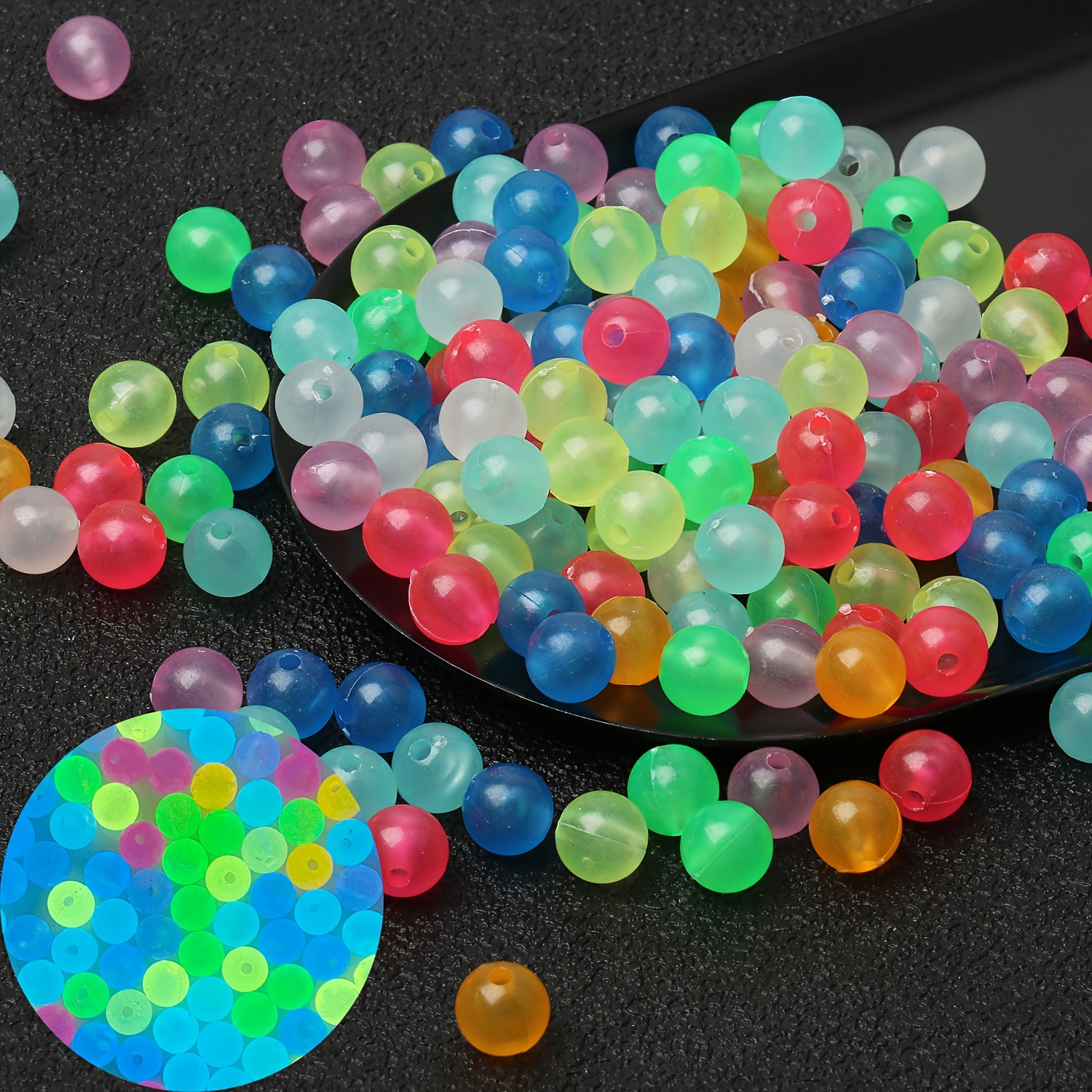 Assorted Luminous Fishing Beads Mix Kit 4mm-12mm | 1000pcs Plastic Round  Beads in Random Colors | Glow in Dark Beads for Night Fishing