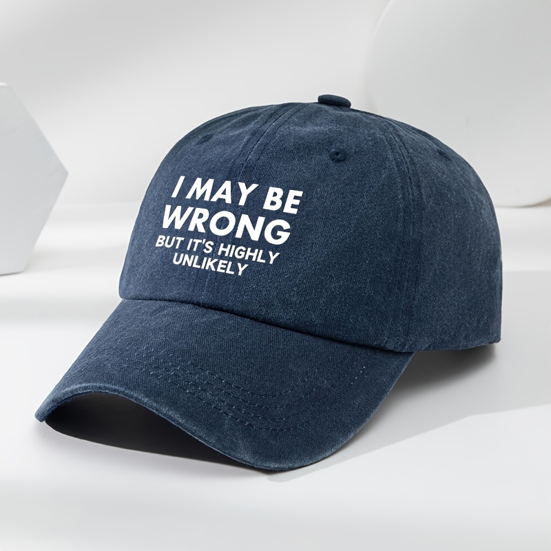 TEMU Vintage Washed Letter Print Baseball , Soft Top Adjustable Sun Hat