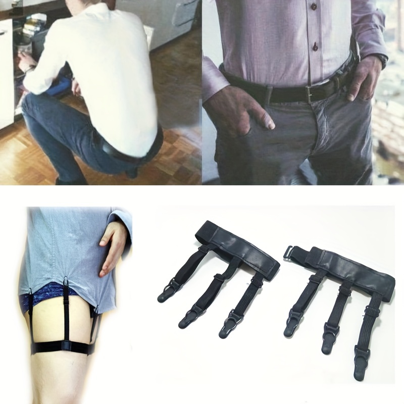 2PCS Mens Non-slip Shirt Stays, Adjustable Garter With Clamp Lock