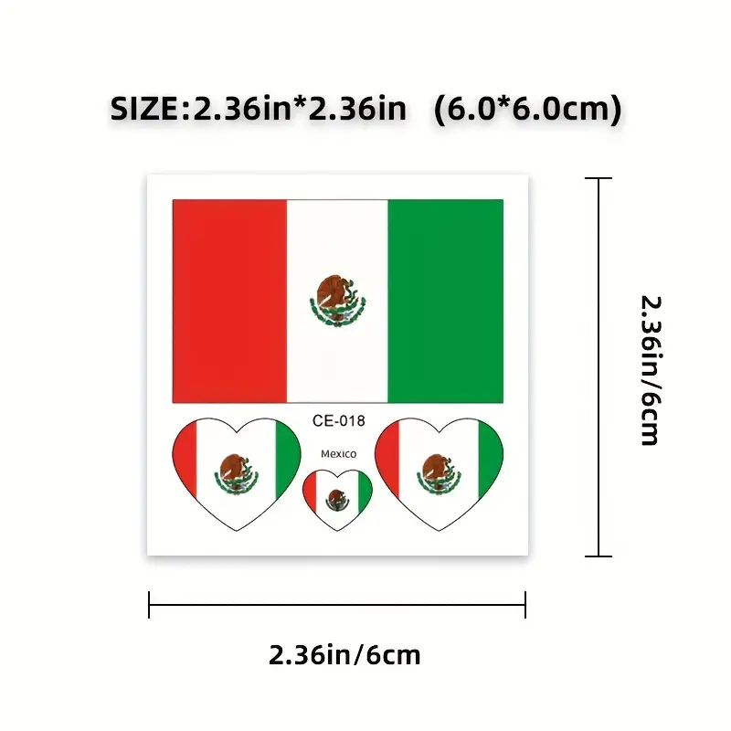 Mexican Flag Tattoo Stickers For Independence Day - Temu