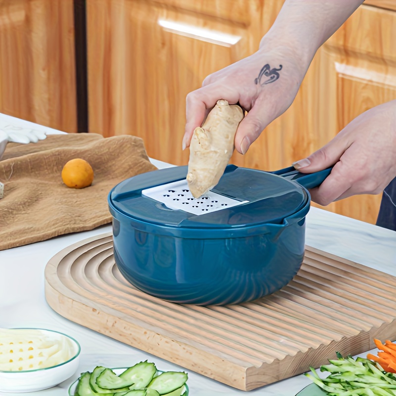 7 9pcs set vegetable slicer multifunctional fruit slicer manual food grater vegetable grater cutter with container and hand guard potato grater household potato   with multi blades kitchen stuff kitchen gadgets details 4