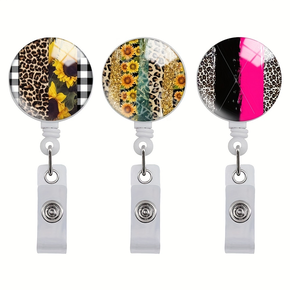  Badge Reel Retractable Cute ID Card Badge Holder with Sturdy  Alligator Clip Name Nurse Decorative Badge Reel Clip on Card Holders (3  Pack Pretty Flowers) : Office Products