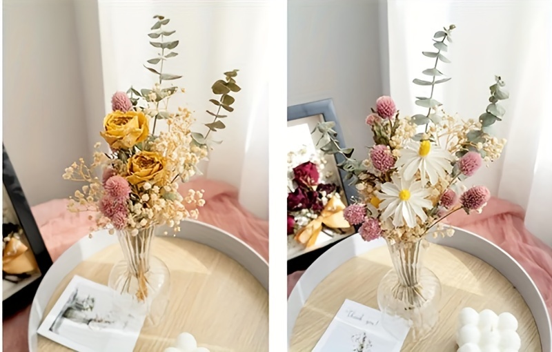 Dried Flower Bouquet Baby Breath Eucalyptus Roses Dry Flower - Temu