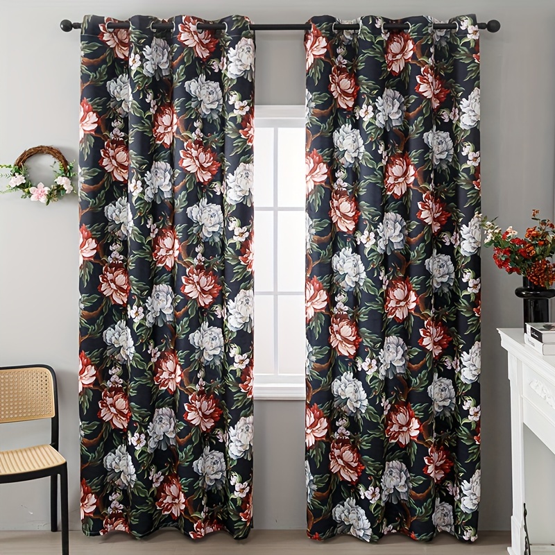 Flower Curtains Black White Dandelion Floral Botanic - Temu