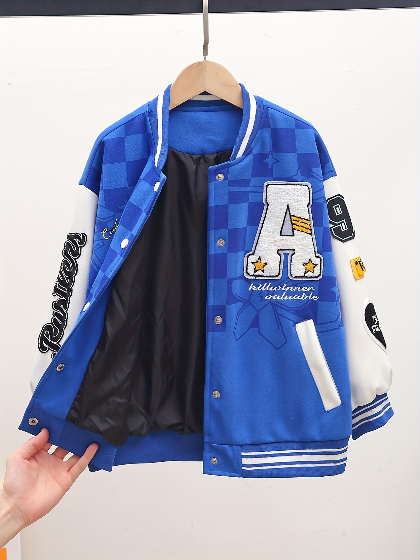 Women Casual Baseball Varsity Jacket Dress Fall Long Sleeve Snap