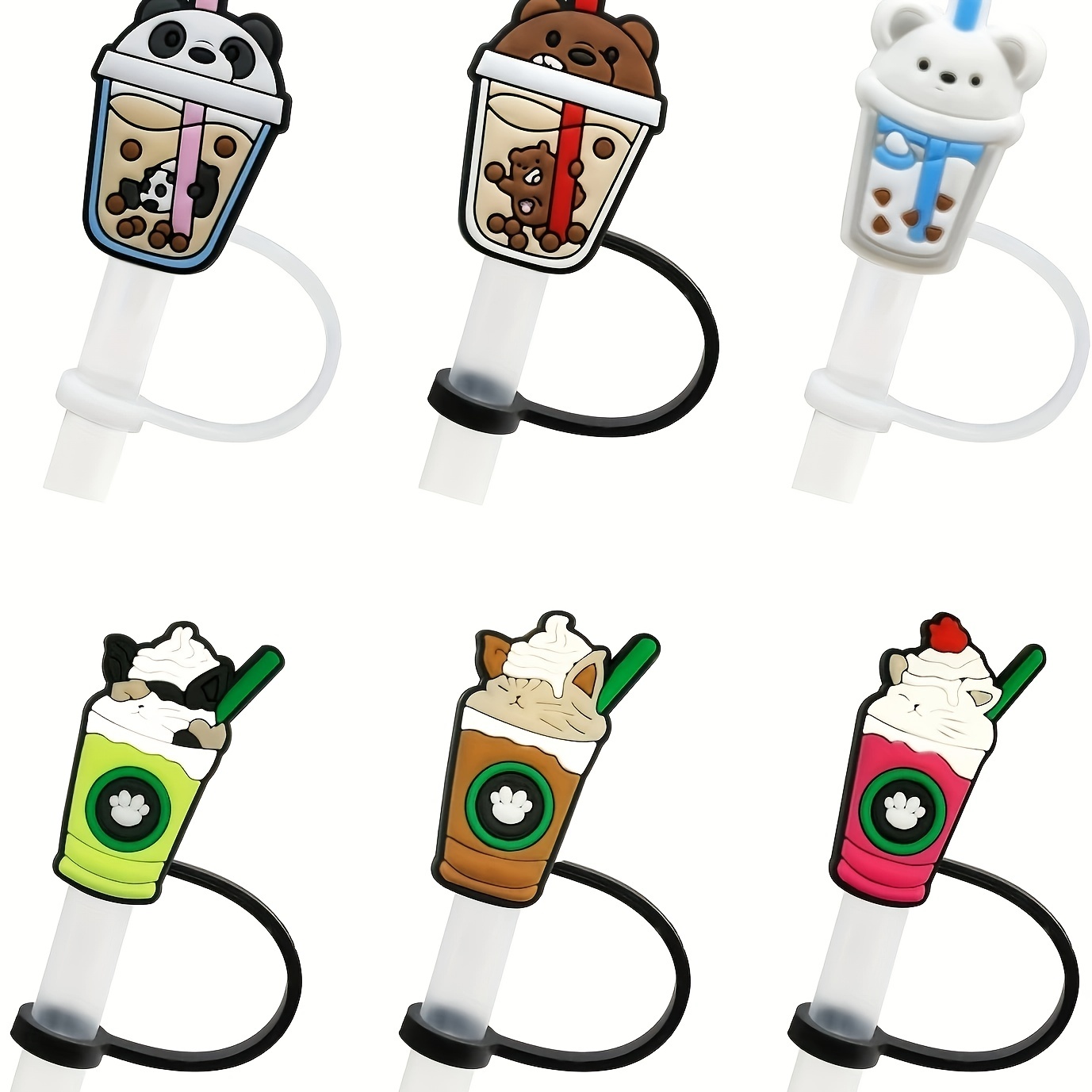 Straw Cover Coffee Patterns Straw Cover Cute Silicone - Temu