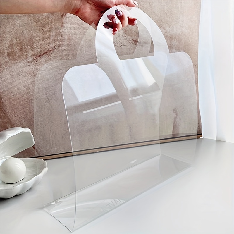 1pc Plastic Gift Bag, Minimalist Clear Gift Wrapping Bag For Party