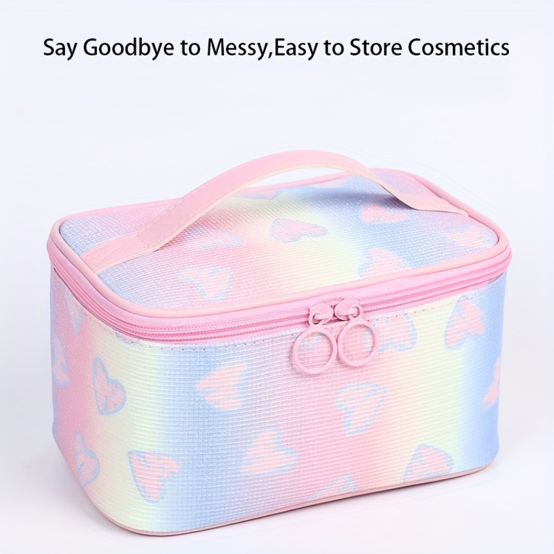 Ombre Heart Pattern Makeup Bag Zipper Travel Cosmetic Bag Portable