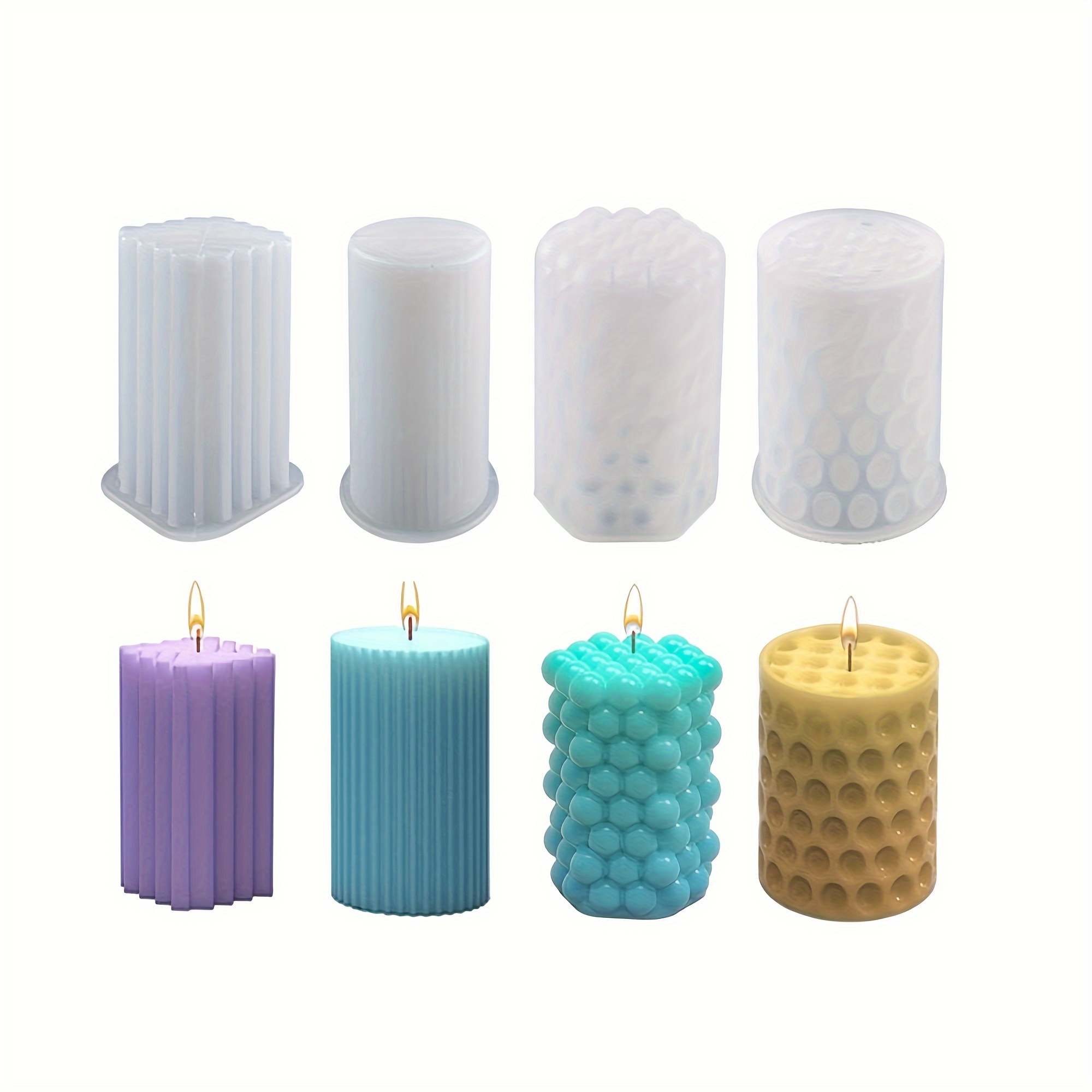 DIY New Cylindrical Tall Twirl Pillar Candle Mold Ribbed Aesthetic Twist  Swirl Silicone Mould Geometric Striped Soy Wax Mold