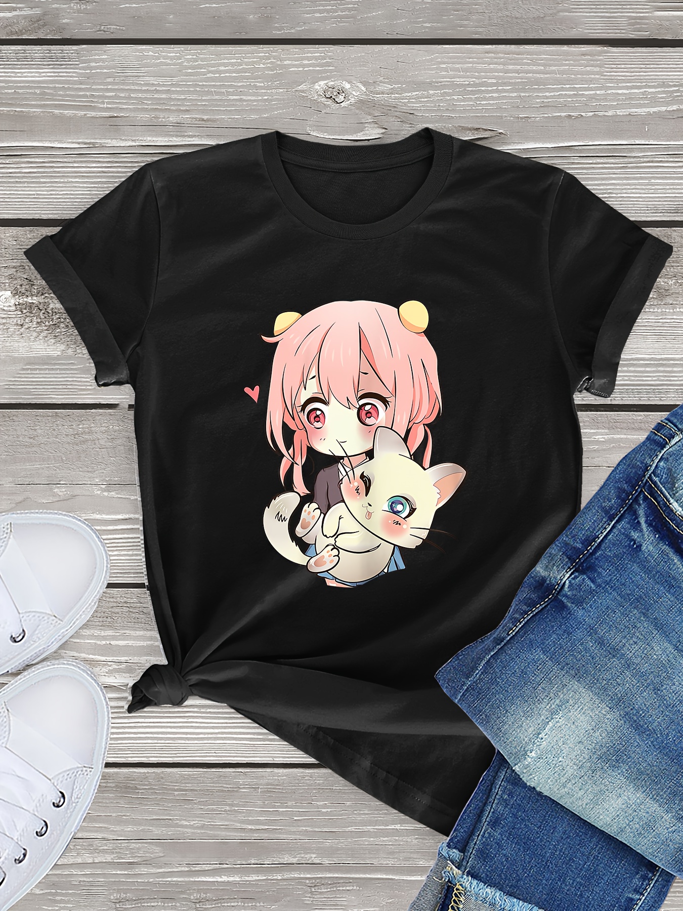 Hello Kitty Kawaii T-shirts - Anime Women V Top Shirt Tee Cotton