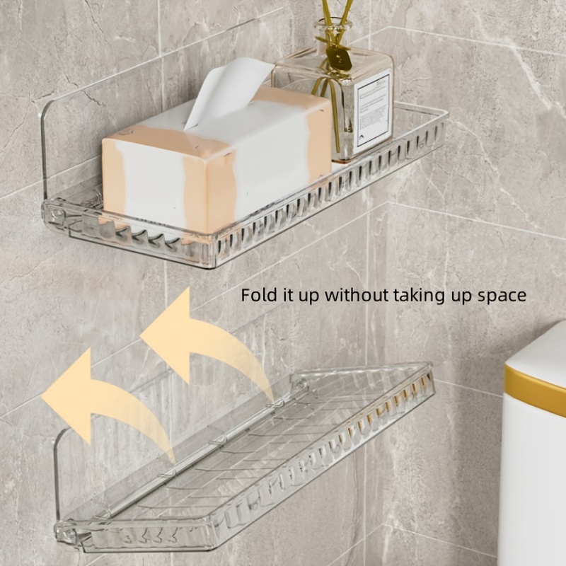 Suction Cup Shelf For Mirror No-Punching Clear Bathroom Wall Storage Caddy  Shelf Organizer Basket Bathroom