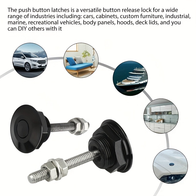 4pcs Universal 30mm/1.18 Push Button Billet Hood Pins Lock Kit - Keep Your  Car Engine Bonnets Secure & Quickly Latch!