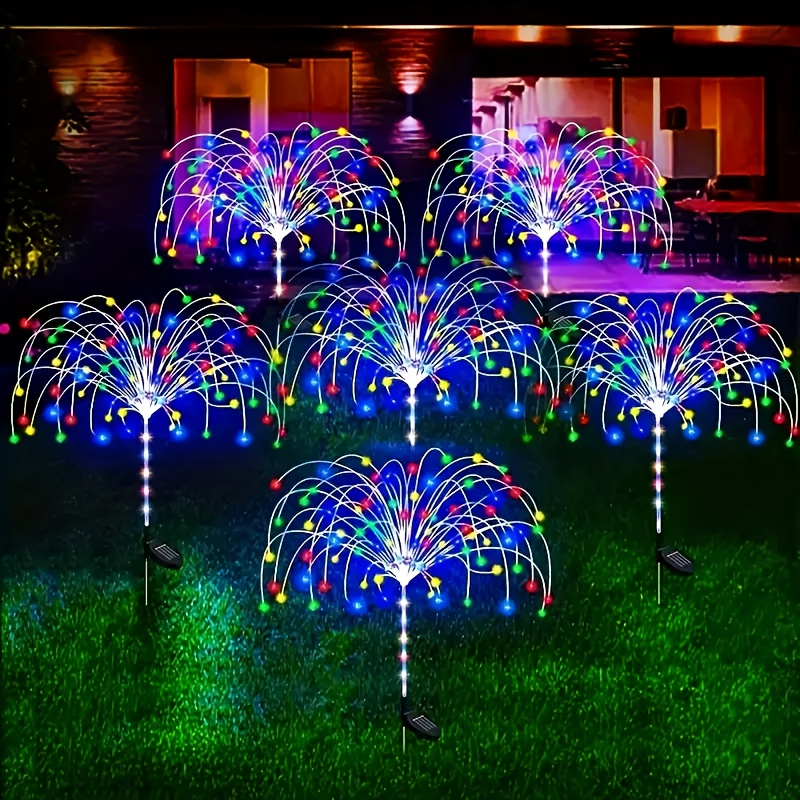 

1pc 60/150/200/240leds Solar Energy Led Fireworks Fairy Lamp, Garden Christmas Decoration Waterproof Lamp, Lawn Path Open-air Party, Diy Landscape Lawn Lamp Easter Gift