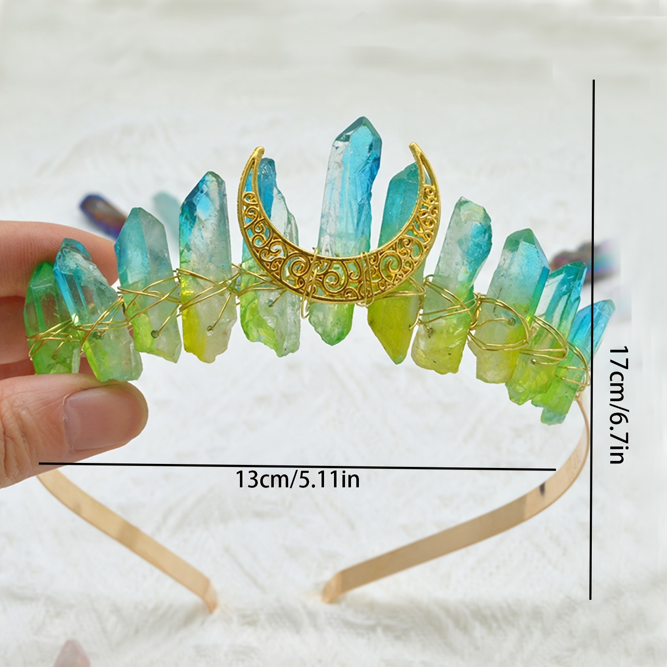 Moon Crystal Quartz Rhinestone Tiara Headband for Woman