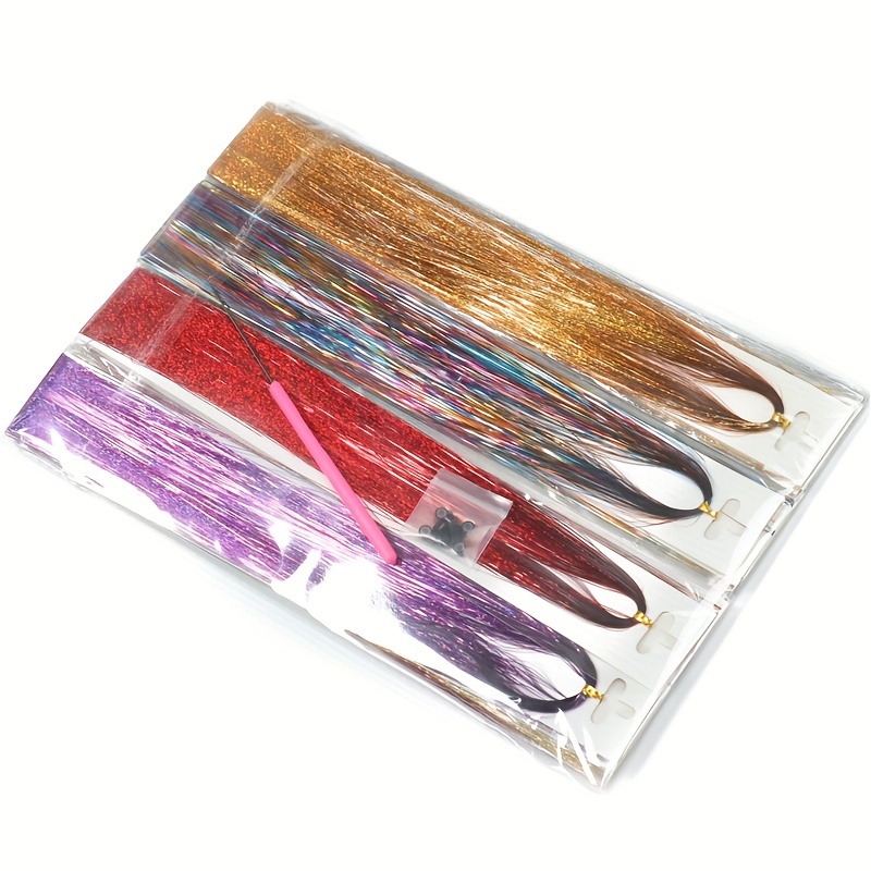 12 Colors Hair Tinsel 44 Inches Fairy Hair Tinsel Kit Sparkling