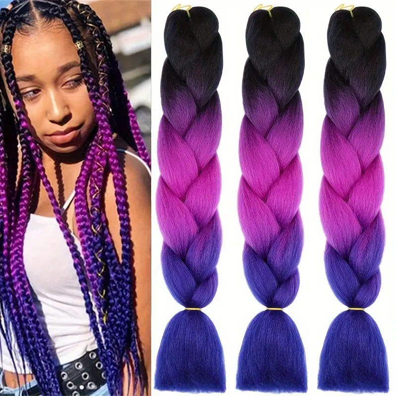 Braided Hair Ombre Jumbo Braided Hair Extensions Synthetic - Temu
