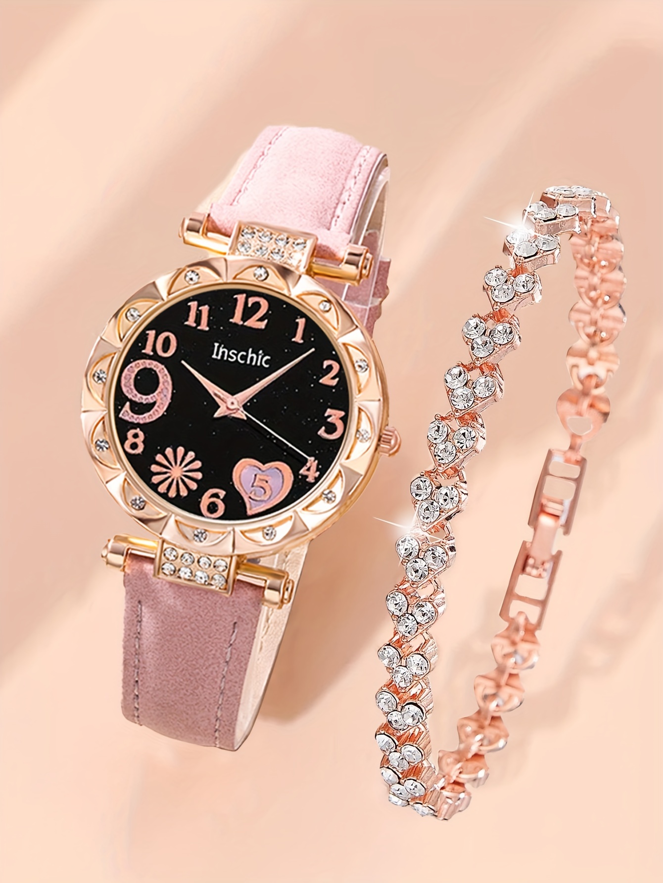 Reloj De Mujer De Moda Simple Conjunto De Pulsera De Corazón - Temu