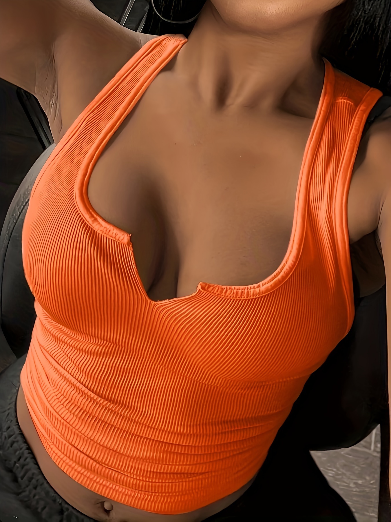 Women'S Fashionable Small V-Neck Tank Top - Light Blue, Ribbed, Notched Collar, Solid Color, Perfect for Spring/Summer/Fall, Casual Attire, Casual Wear|Vneck Top|Ribbed Texture